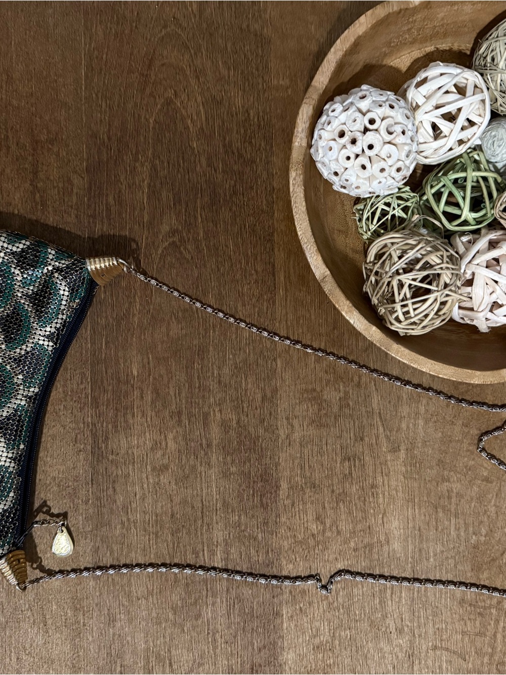 Gold-Tone Chain Necklace with Green Beaded Accent